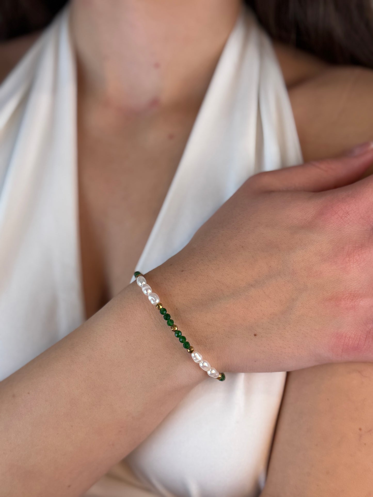 Bransoletka LUNA JADEIT BUTELKOWY