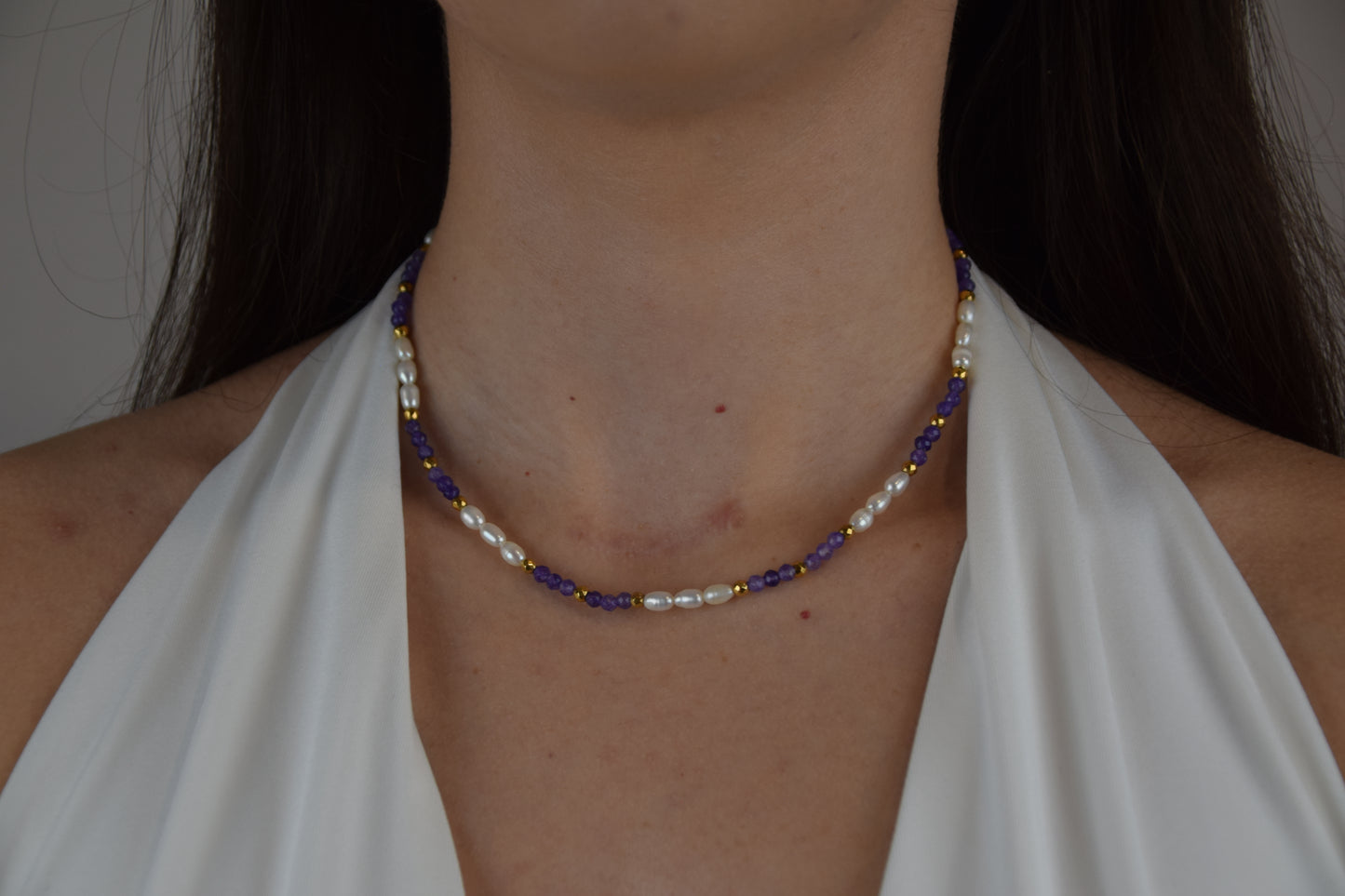 Naszyjnik LUNA AGAT FIOLETOWY